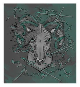 Image of "Four horned ram" open edition poster. 