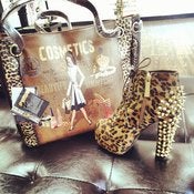 Image of Nicole Lee Cheetah Cosmetic Hobo Bag 
