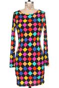 Image of Colorful Checkard Dress 