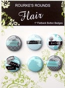 Image of Aqua & Grey Happy Day Flair - 6 x 1" Buttons / Badges - Rourke's Rounds