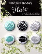 Image of Everyday Aqua/Grey/Black Flair - 6 x 1" Flatback Buttons / Badges - Rourke's Rounds