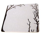 Image of brown tree, letterpress coasters set of 8