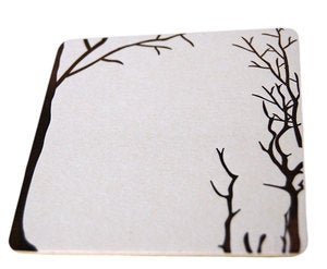 Image of brown tree, letterpress coasters set of 8