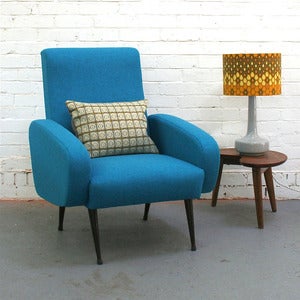 Image of Vintage Armchair in Blue Wool