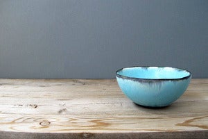 Image of Blue Landscape Art Pottery Bowl