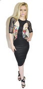 Image of Contemporary Black & Artsy Print Cutout Midi Dress