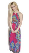 Image of Contemporary Fuchsia Printed Halter Maxi Dress