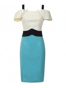 Image of Hybrid Boston Aqua Navy and Cream Dress