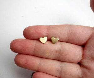 Image of Tiny Brass Heart Studs