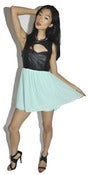 Image of Contemporary Leatherette & Mint  Cutout Babydoll Dress