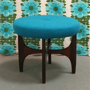 Image of Vintage G Plan Footstool in Blue Wool