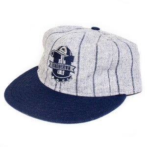 Image of Ebbets x UNDRCRWN U-Town Strap back Hat | heather grey/navy pinstripes