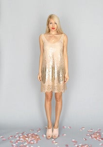 Image of Goldie: Metallic gold sequin A-line dress