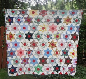 Image of Hand Stitched, Vintage, Star Struck "Summer Quilt" Topper