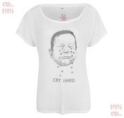 Image of Cry Hard White Batwing-T (Girls Tencel)