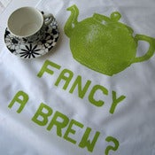 Image of Fancy a Brew? tea towel - lime