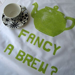 Image of Fancy a Brew? tea towel - lime