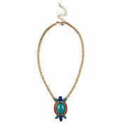 Image of Beaded Crystal Floral Neon Pendant Necklace