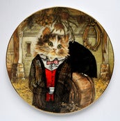 Image of 'Cat in the country' customised vintage side plate.
