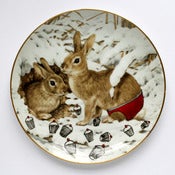 Image of 'Bunny Cakes' customised vintage side plate.