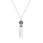 Image of Quartz Necklace with Rainbow Druzy