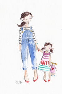 Image of MOM & DAUGHTER - ORIGINAL WATERCOLOR