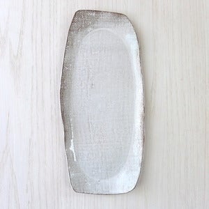 Image of white on chocolate long oval platter #16