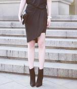 Image of Kava Ruche Split Jersey Skirt-Black