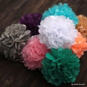 Image of Pompons décoratifs  en papier - 8 couleurs - à l'unité