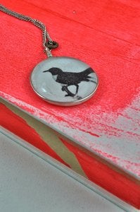 Image of Black Bird Glass Pendant
