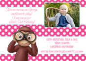Image of Curious George in Pink Invitation