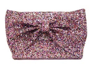 Image of Glitter Bow Clutch Bag - Rainbow 