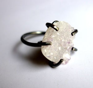 Image of White Drusy Crystal Ring with Prongs