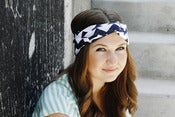 Image of Turban Headband in Navy Chevron