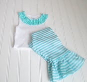 Image of White-Teal Ruffle Tank...12m, 18m