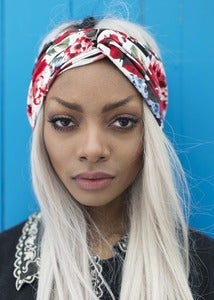 Image of Black and White Stripe Stripy Floral Fabric Hair Turban Headband Turband Headband