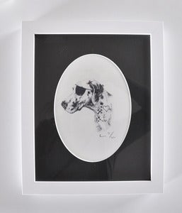 Image of FRAMED PIRATE DOG A5 PRINT WITH OVAL MATTE.