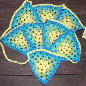 Image of Blue, Green and Yellow Crochet Bunting