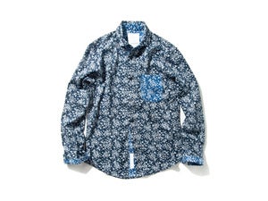 Image of DeMarcoLab "PAISLEY L/S SHIRT" / Navy