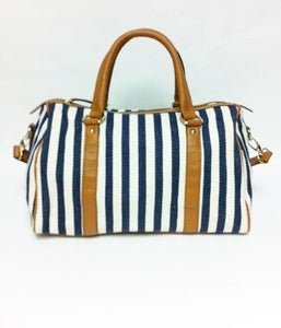 Image of Ella Striped Fabric Handbag