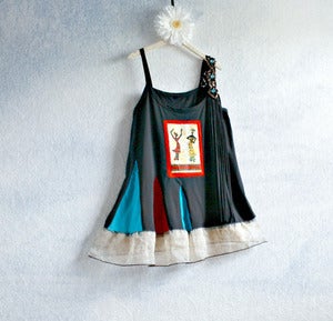 Image of Southwestern Plus Size Tank 3X 4X Women's Black Shirt Tribal Clothing Upcycled Tunic Long Shirt