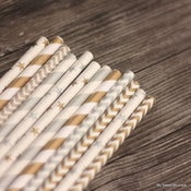 Image of Pailles rayées vintage rayées, chevrons ou étoiles dorées ou argent