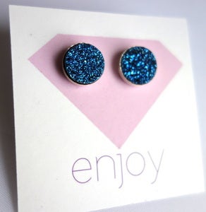 Image of 10 MM Blue Drusy Studs