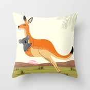 The Kangaroo and The Koala - Cushion Cover / Throw Pillow (16" x 16")