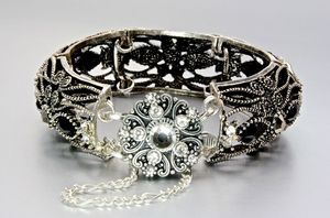 Image of "The French Connection" - Antiqued Silver Wide Link Bracelet