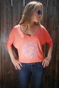 Image of OM – flowy half-sleeve cropped v-neck t-shirt – coral 