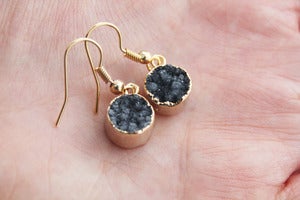 Image of NEW IN! TWINKLE Semi-Precious Drusy Slate Earrings.