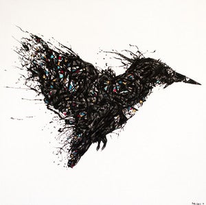 Image of "Mr. Kingfisher" Oil and Ink on Canvas from Rob Wass AKA Data