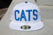Image of white blue cats hat 