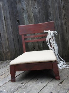 Image of "Not your ordinary (prop) Chair"! Burlap covered Ruddy Brown 